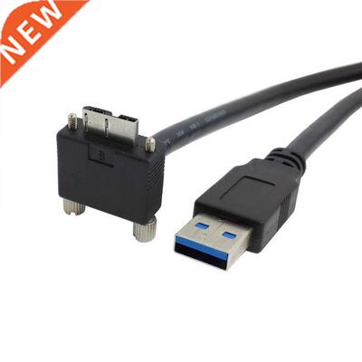 90 Degree Micro USB Screw Mount to USB 3.0 A Type Data cable