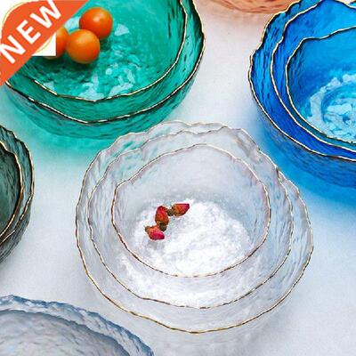 300/800/1000ml Glass Salad Fruit Bowl with Golden Frame