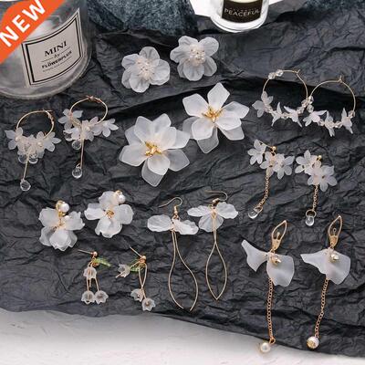 2021 Fashion nd White Acrylic Flower Drop Earrings Female Ac
