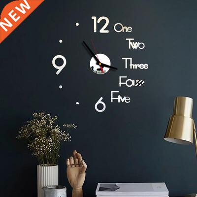 1Set DIY Digital Wall Clock 3D Mirror Surface Sticker Silent