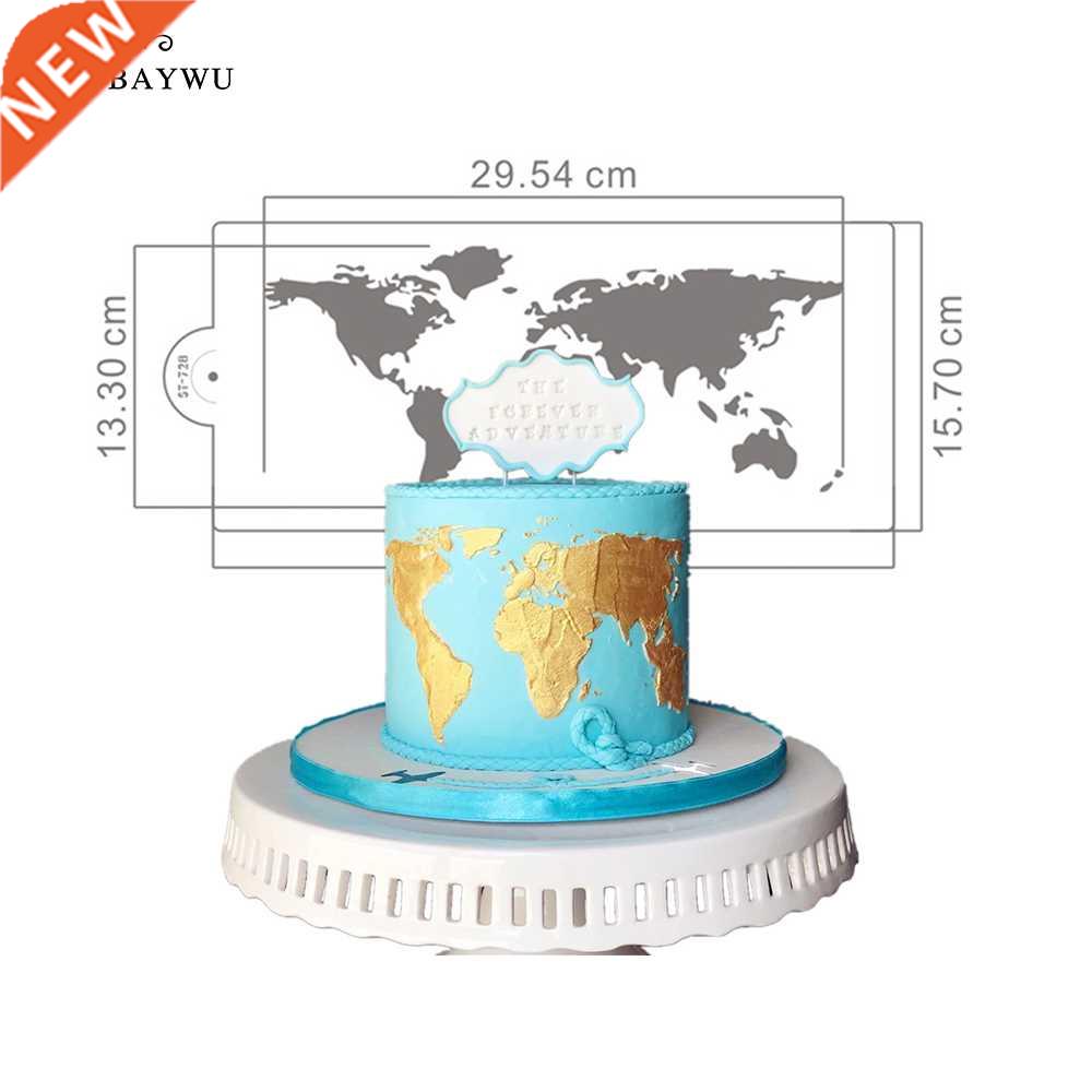 1pc World Map Design Cake Stencil Plastic Cake Border