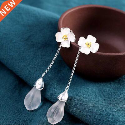 Fashionable Ladie925 Silver Earring Inlaid Magnolia Crystal