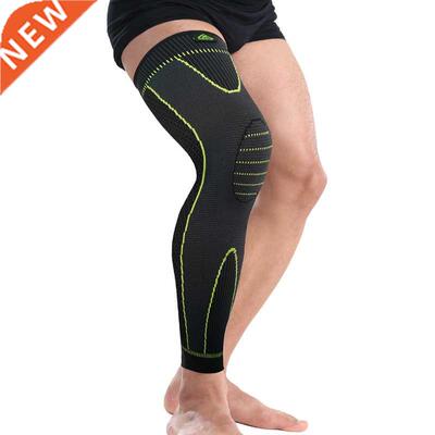 Hot elastic yellow-green stripe sports lengthen knee pad leg