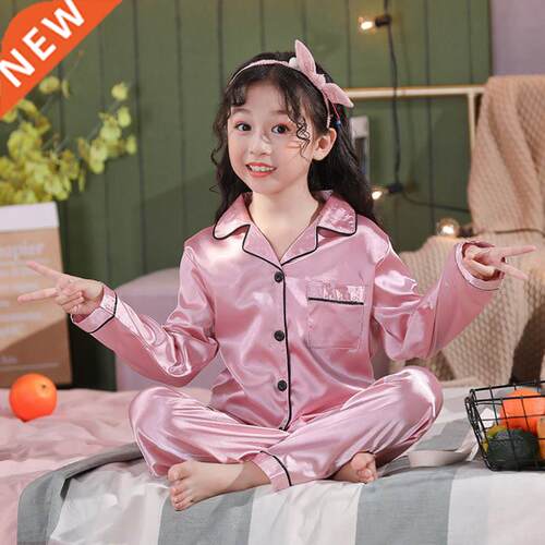3 6 9 12 14 Years Satin Silk Pajama Sets Sleepwear Pants ops