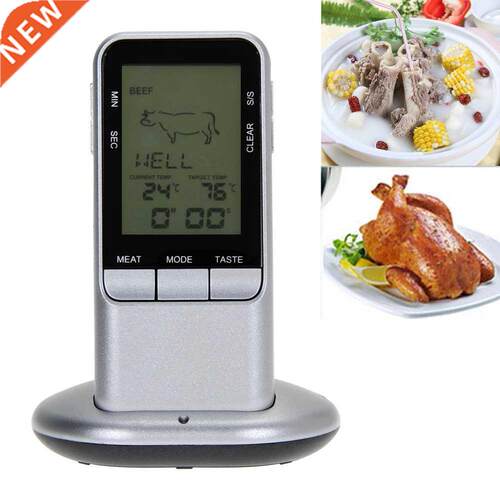 LCD Barbecue Timer Food Cooking Thermometer Probe Meat Therm