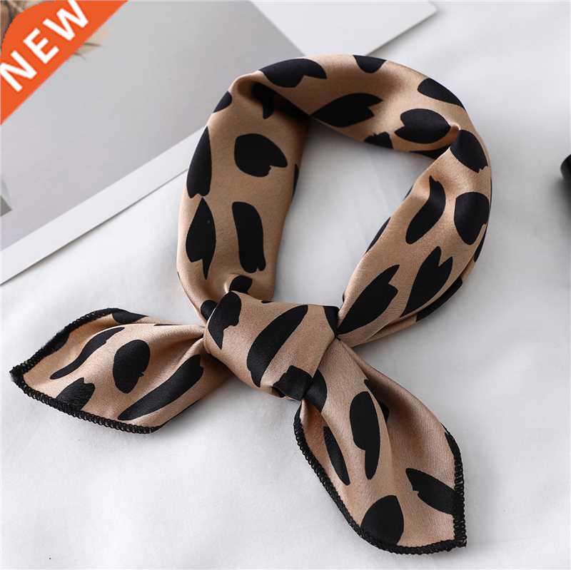 Women Small Satin Silk Scarf Square Print Wrap Foulard Femme