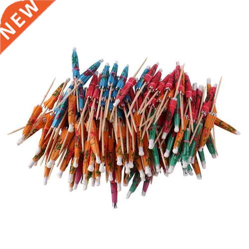 144Pcs Color Flower Paper Small Umbrella Sign Fruit Sign