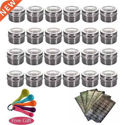 GOUGU Magnetc Spce Jars Contaner Set Wth Labels Stckers
