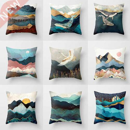 Geometric Mountain Sun Cushion Creative pillowcase Decorativ