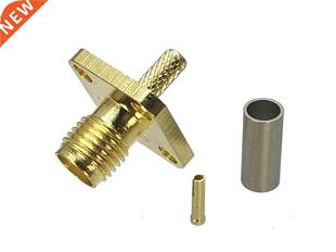 10pcs Connector SMA Jack Female 4 Holes Flange Crimp For RG1