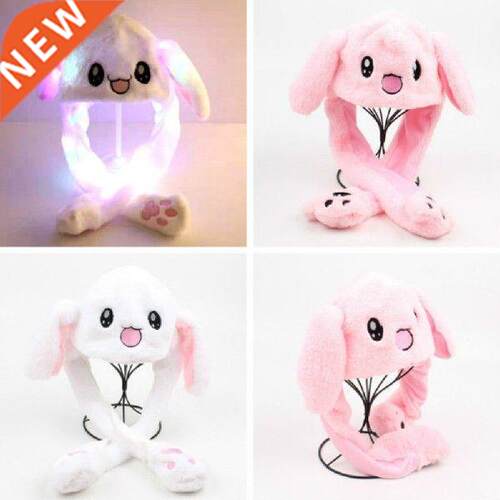 LED Glowing Cartoon Rabbit Hat Beanie Winter Plush Moving
