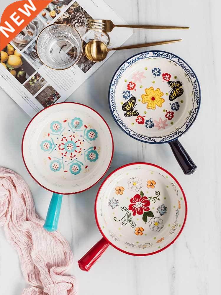 japanese creative ceramic handlebar baking bowl salad soup