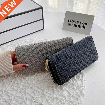 Hot Sale Women Weave Wallet Wrist Handle Phone Case Long Sec