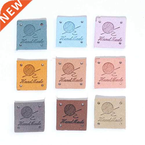 20Pcs Square Labels Hand Made Tags For Clothing PU Leather T