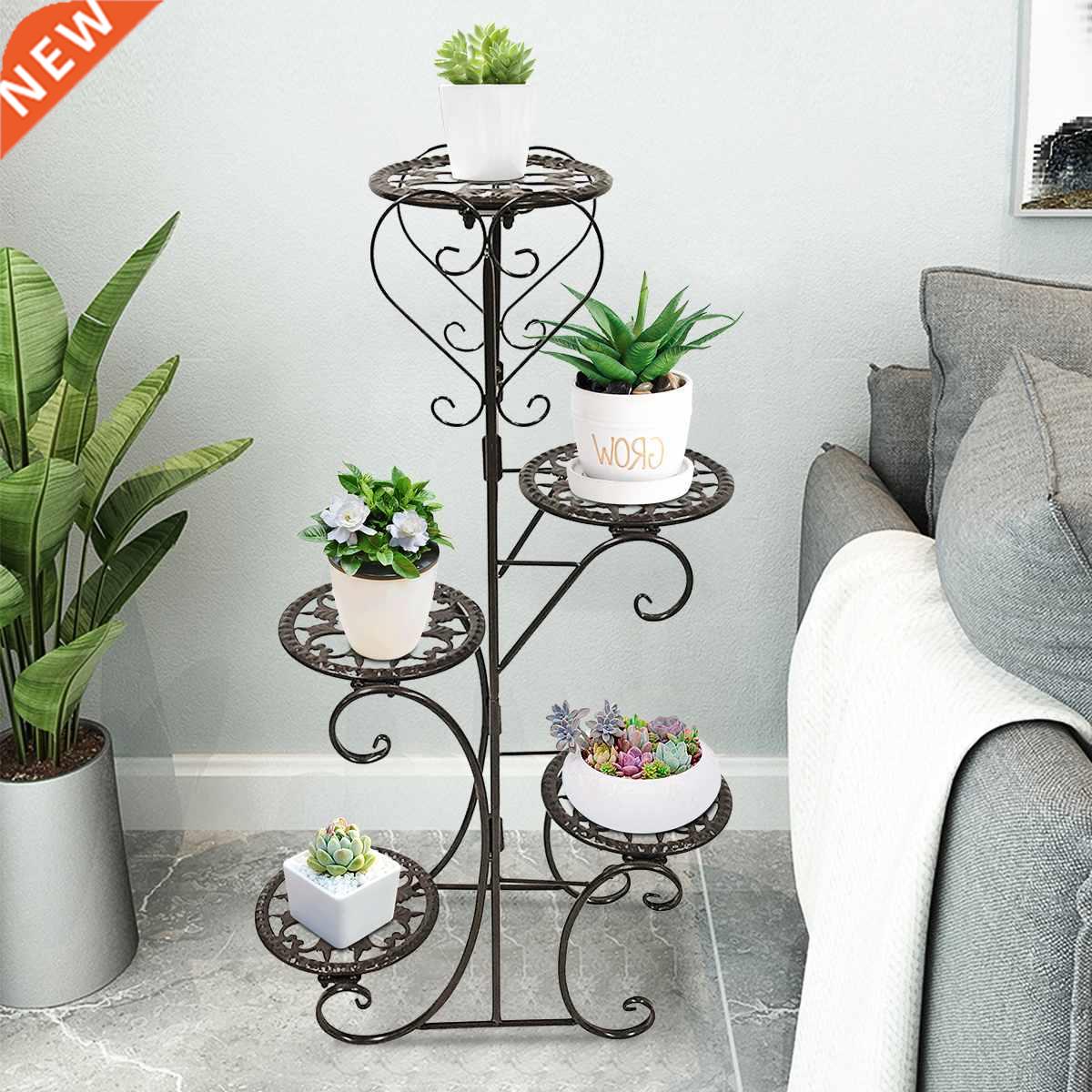 5 Tiers Wrought Iron Plant Stand Flower Shelf for Rack Balco