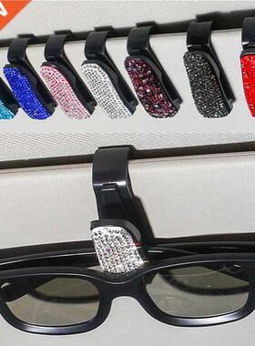 Sun Visor Mount Sunglasses Clip Holder Rhinestone Bracket Po