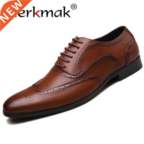 Merkmak Retro Bullock Design Men Business Formal Shoes Clas