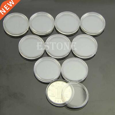 Hot 10pcs 24mm Clear Round Cases Coin Storage Capsules Holde
