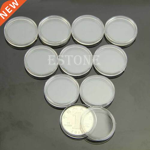 Hot 10pcs 24mm Clear Round Cases Coin Storage Capsules Holde