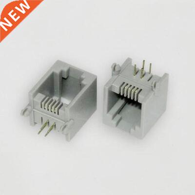 100pcs RJ11 6P6C Modular Jack Socket 6 Pin 90 Degree Curved