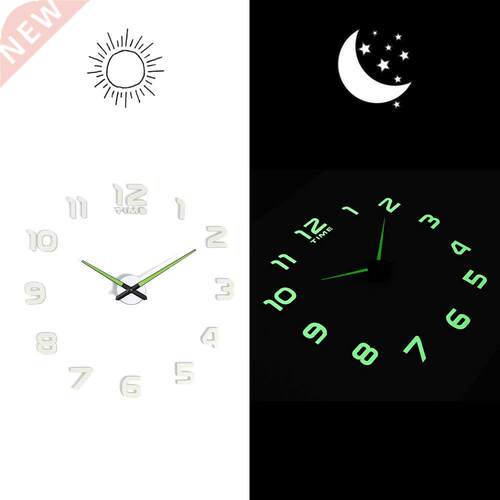 3D Luminous Wall Clock Mirror Wall Stickers Creative  Clo