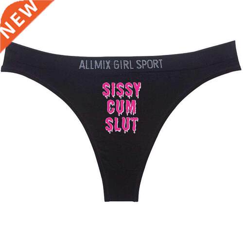 New Women's Pnties SISSY CUM SLUT Letters Girl's Underwer
