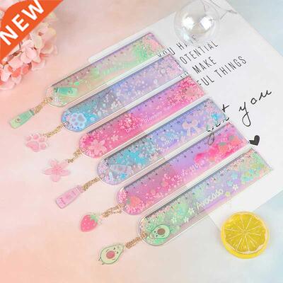 1Pcs Creative Bookmarks Cartoon Quicksand PVC Drawing Ruler
