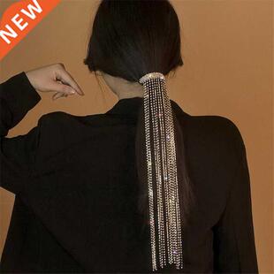 FYUAN Shiny Full Rhinestone Hairpins for Women Long Tassel C