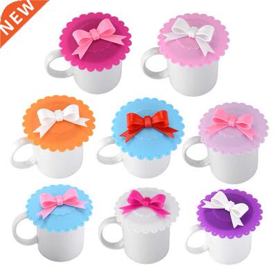 Cute Reusable Cup Lid With Bowknot Silicone Anti-dust Bowl C