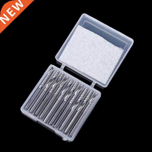 10 Pcs 4mm Shank Single Flute Carbide Spiral End Mill Cutter