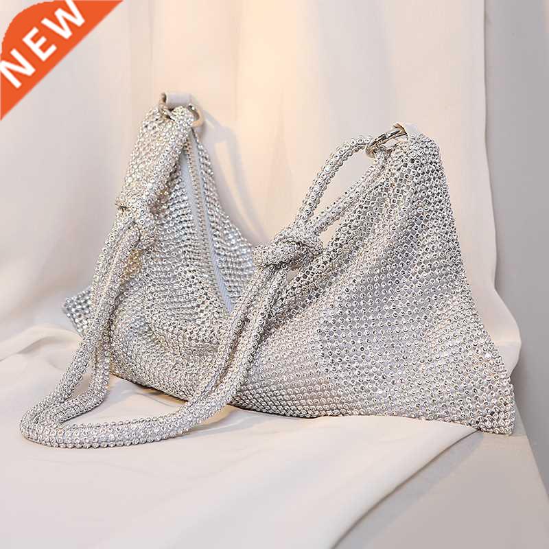 100% Handmade Rhinestone Evening Clutch Silver Sparkling Cry
