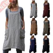 cotton long home apron linen and clothing women loose New