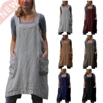 New loose home women's clothing cotton and linen apron long