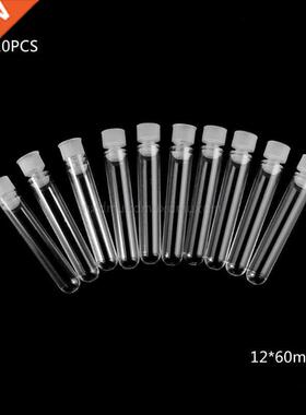 10Pcs Clear Plastic Test Tube With Cap 12x60mm U-shaped Bott