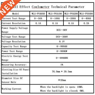 2021 New DC300V 100A 200A 400A Hall Effect Coulometer Digita