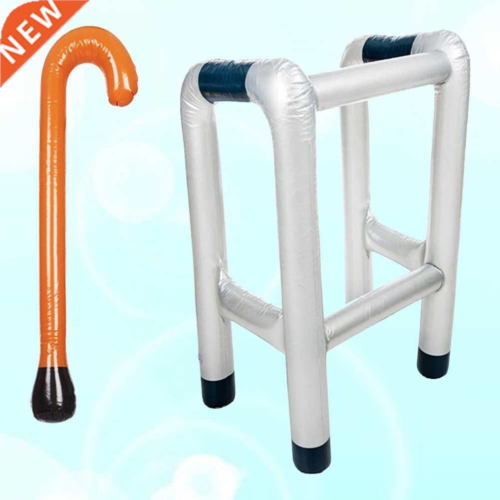 2pcs Inflatable Zimmer Frame and Walking Stick Blow Novelty