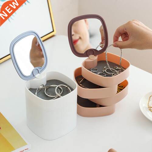 360 Degree Rotating Four-layer Flannel Jewelry Storage Box