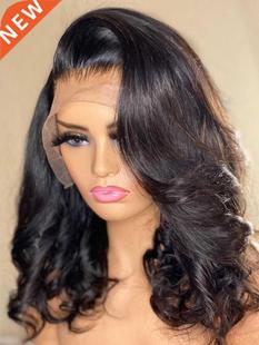 Hair Bob Front Women Brazili For Short Wigs Human Lace Black