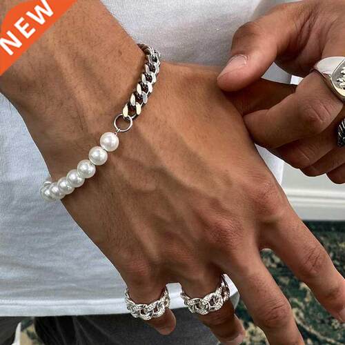 2022 Hot rendy Beads Chain Men Bracelet Imitation Pearl Bead