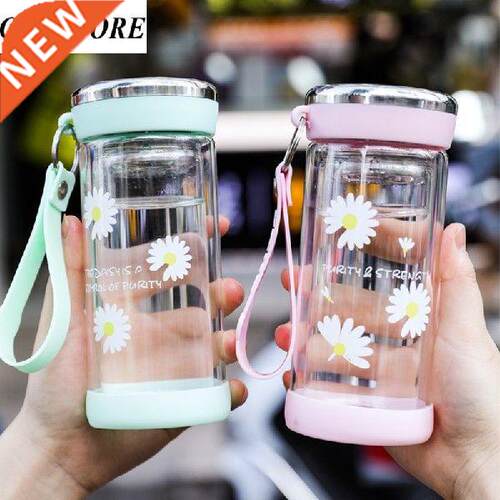 20ml Portable Double Wall Glass Tea Water Bottle with Tea