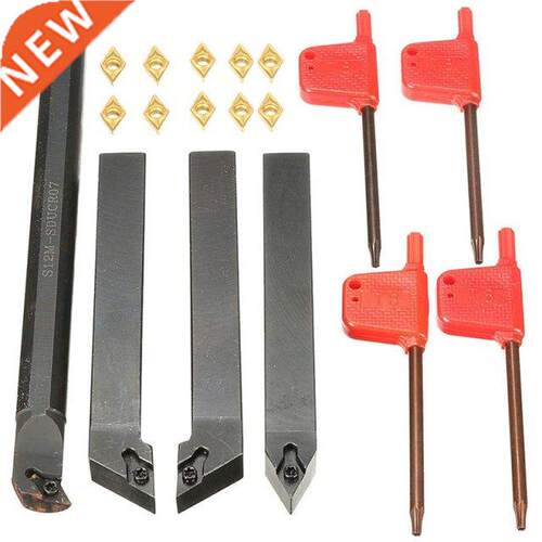 10Pcs Carbide Insert Blades + 4Pcs Lathe Turning Tool Holder