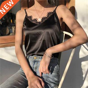 2022 Summer Satin Tank  Women Camis Roupas Slik Summer La