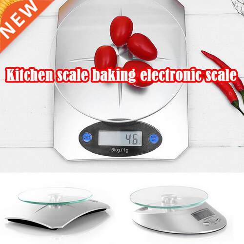 5kg Digital Kitchen Scale Silver Glass Top Food Diet Scale H