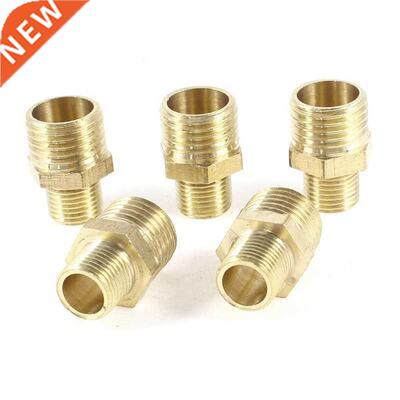 5 Pcs 1/4 inch PT to 1/8 inch PT Male Thread Brass Straight