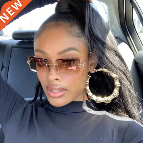 Fashion small rectangle sunglasses women rimless square sun