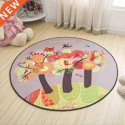 Round Cartoon Style Kids Carpets Anti-Skid Rugs For Bedroom/