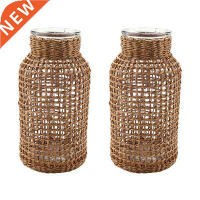 2X Straw Glass Flower Vase Japanese Flower Pot In The