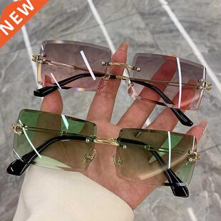 Vintage Fashion 2021 New Sunglasses Rimless Frameless Rectan