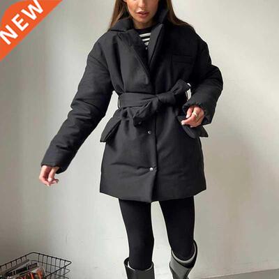 Fandy Lokar Casual Notched Parkas Women Fashion Single Breas