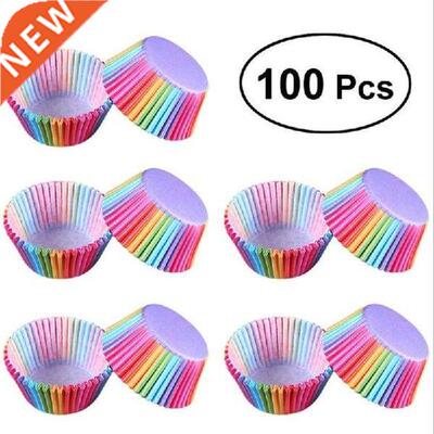 100pcs Cake Paper Cup Rainbow Muffin Cases Cupcake Mold